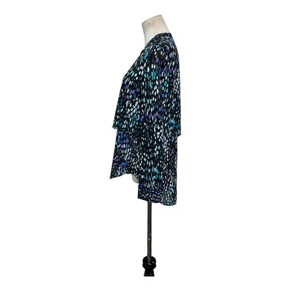 Banana Republic Black Printed Sheer Long Sleeves Button Down Blouse Size PS - Picture 2 of 15